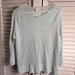 Eileen Fisher small Light blue Pullover Sweater Italian Yarn Linen Blend